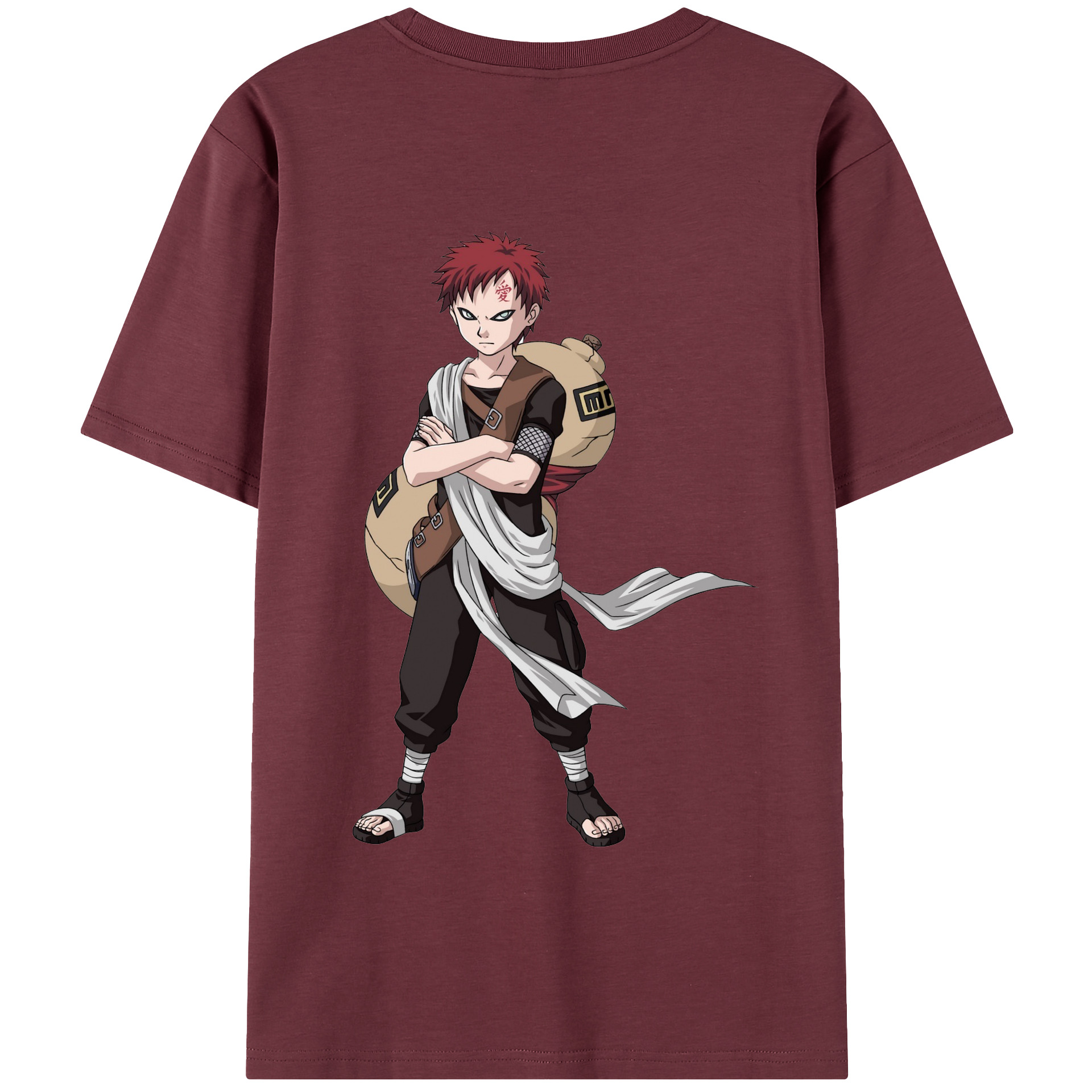 （画像用） NARUTO -ナルト- ガアラ Gaara 綿100％半袖Tシャツ（背面プリント）